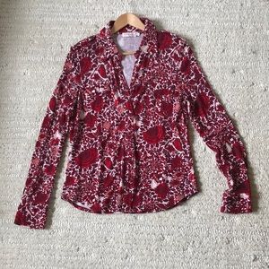 Tory Burch Red Floral Print Blouse